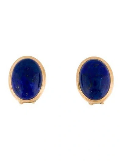 Pre-owned Earrings 14k 15.82ctw Lapis Lazuli Earclips In Multi