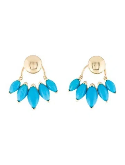 Pre-owned Earrings 14k 15.82ctw Turquoise Convertible Drop  In Multi