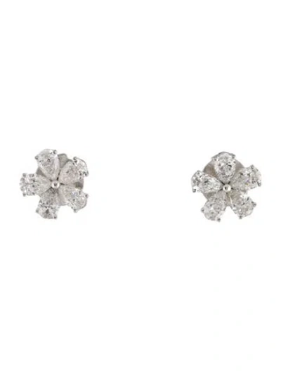 Pre-owned Earrings 14k 1.60ctw Diamond Flower Stud  In Multi