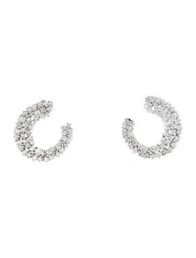 Pre-owned Earrings 14k 1.60ctw Diamond Sideways Hoop  In Multi