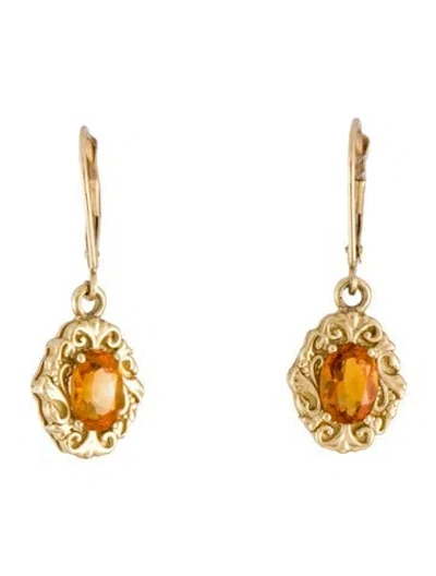 Pre-owned Earrings 14k 1.64ctw Citrine Drop  In Multi