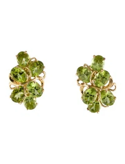 Pre-owned Earrings 14k 16.56ctw Peridot Earclips In Multi