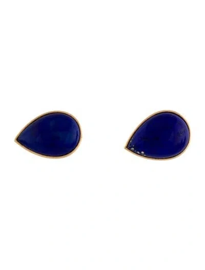 Pre-owned Earrings 14k 16.80ctw Lapis Lazuli Tear Drop Stud  In Multi
