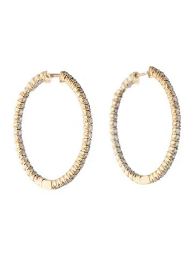 Pre-owned Earrings 14k 1.68ct Diamond Hoop  In Multi
