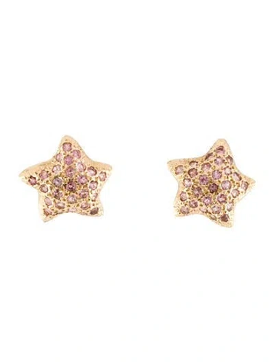 Pre-owned Earrings 14k 1.68ctw Tourmaline Star Earclips In Multi