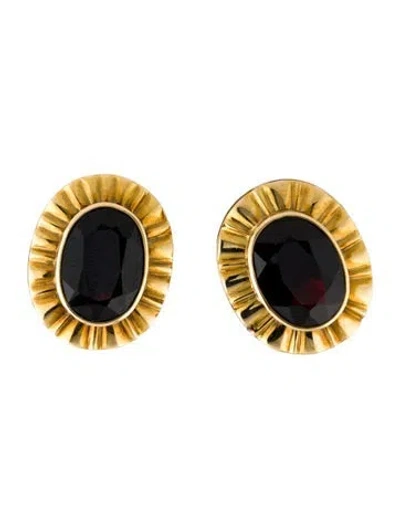 Pre-owned Earrings 14k 17.63ctw Garnet Earclips In Multi