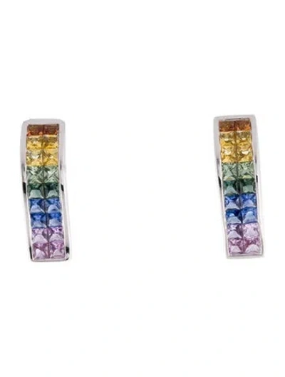 Pre-owned Earrings 14k 1.76ct Sapphire Drop  In Multi