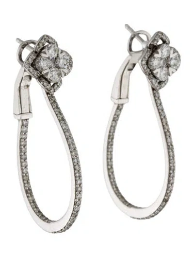 Pre-owned Earrings 14k 1.76ctw Diamond Clip-on Hoop  In Multi