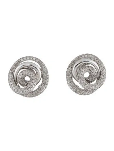 Pre-owned Earrings 14k 1.80 Diamond Swirl Earclip  In Multi