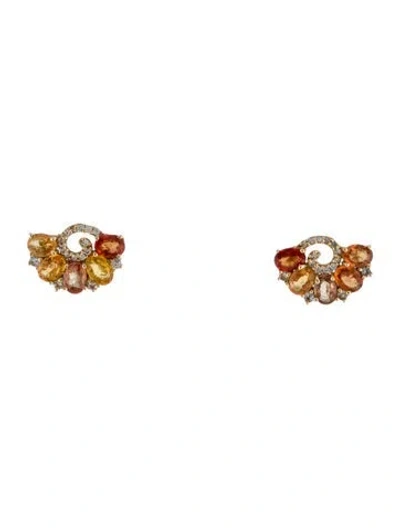 Pre-owned Earrings 14k 1.80ctw Sapphire Stud  In Multi