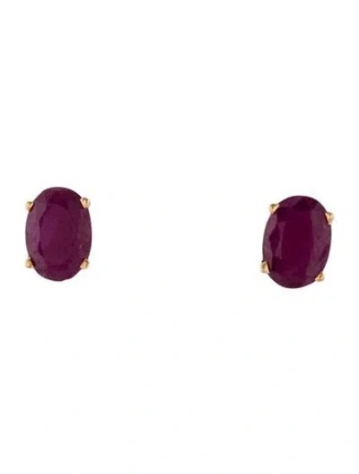 Pre-owned Earrings 14k 1.82ctw Ruby Stud  In Multi