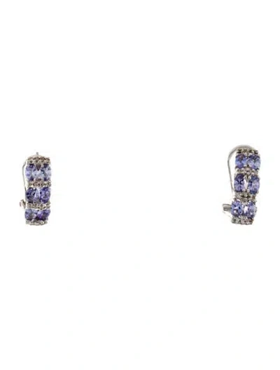 Pre-owned Earrings 14k 1.83ctw Tanzanite & Diamond Earclips In Multi