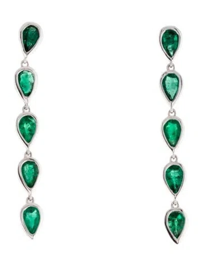 Pre-owned Earrings 14k 1.84ctw Emerald Drop  In Multi