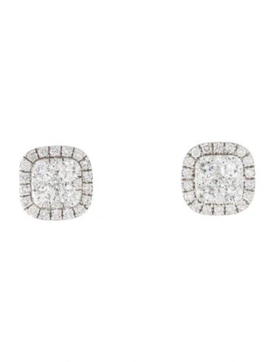 Pre-owned Earrings 14k 1.86ctw Diamond Cluster  In Multi