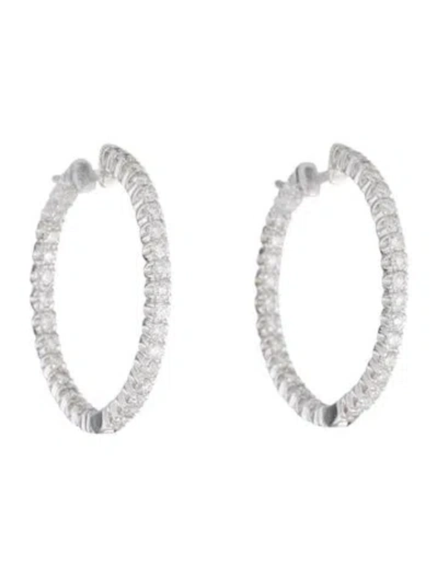 Pre-owned Earrings 14k 1.86ctw Diamond Inside-out Hoop  In Multi