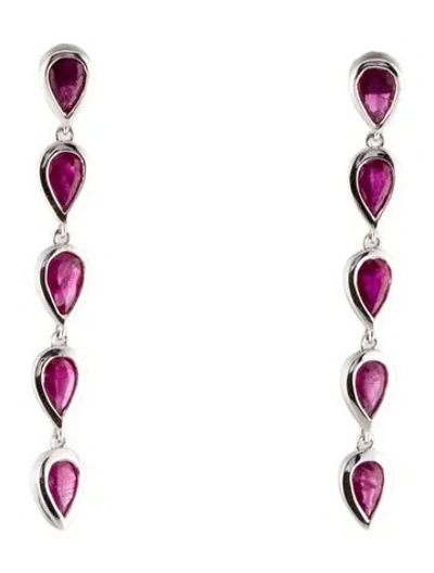 Pre-owned Earrings 14k 1.86ctw Ruby Drop  In Multi