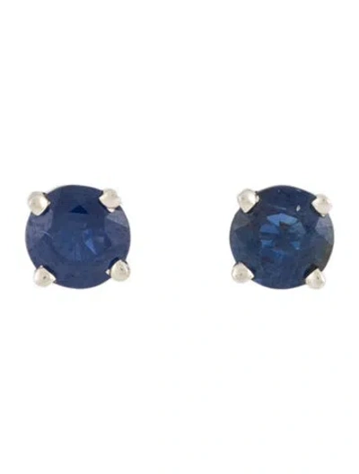 Pre-owned Earrings 14k 1.86ctw Sapphire Stud  In Multi