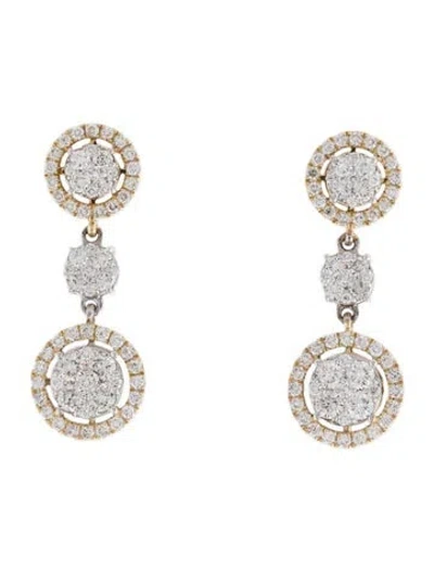 Pre-owned Earrings 14k 1.88ctw Diamond Drop  In Multi
