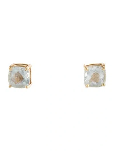 Pre-owned Earrings 14k 1.90ctw Aquamarine Stud  In Multi