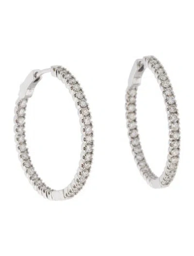 Pre-owned Earrings 14k 1.90ctw Diamond Inside-out Hoop  In Multi
