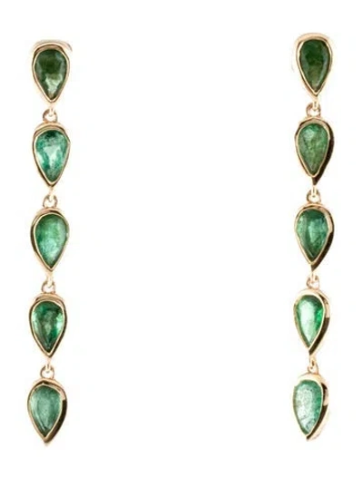 Pre-owned Earrings 14k 1.90ctw Emerald Drop  In Multi