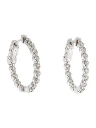 Pre-owned Earrings 14k 1.92ctw Diamond Inside Out Hoop Huggie  In Multi