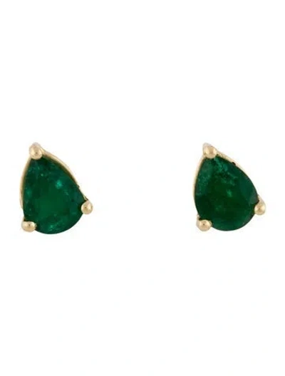 Pre-owned Earrings 14k 1.92ctw Emerald Stud  In Multi