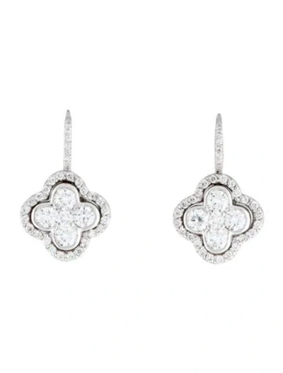 Pre-owned Earrings 14k 1.93 Ctw Diamond Clover Drop  In Multi
