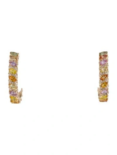 Pre-owned Earrings 14k 1.94ctw Sapphire Drop  In Multi