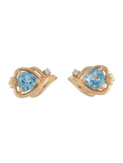 Pre-owned Earrings 14k 1.94ctw Topaz & Diamond  In Multi