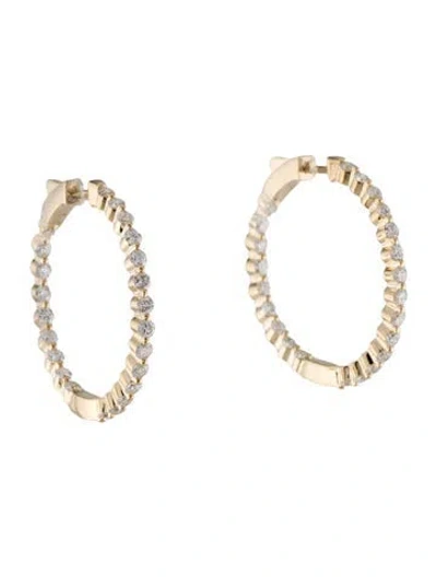 Pre-owned Earrings 14k 1.95ctw Diamond In-out Hoop In Multi