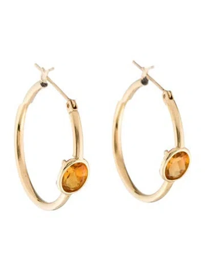 Pre-owned Earrings 14k 1.97ctw Citrine Hoop  In Multi