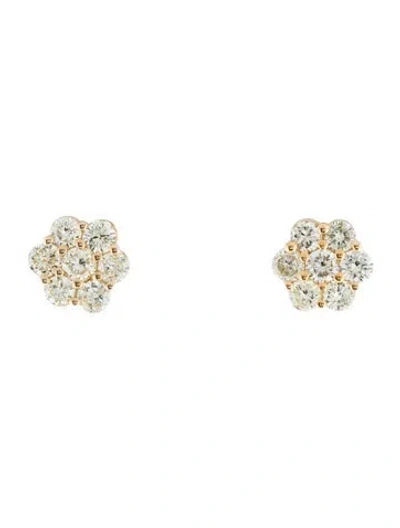 Pre-owned Earrings 14k 1.98ctw Diamond Flower Stud  In Multi