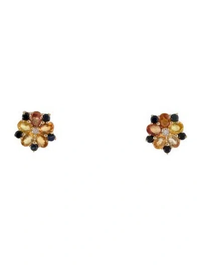 Pre-owned Earrings 14k 1.98ctw Sapphire Stud  In Multi