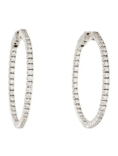 Pre-owned Earrings 14k 2.00ctw Diamond Engraved Hoop  In Multi
