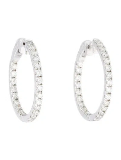 Pre-owned Earrings 14k 2.00ctw Diamond Inside Out Hoop  In Multi
