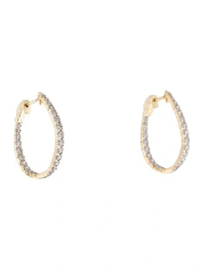 Pre-owned Earrings 14k 2.00ctw Diamond Inside-out Hoop  In Multi