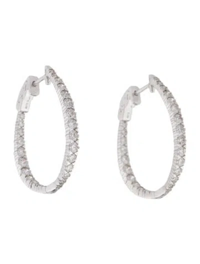 Pre-owned Earrings 14k 2.00ctw Diamond Inside-out Oval Hoop  In Multi