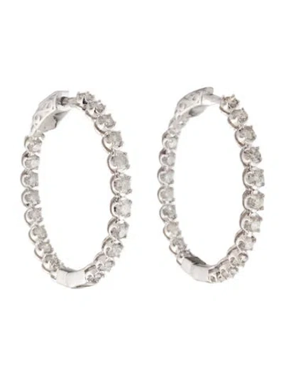 Pre-owned Earrings 14k 2.00ctw Diamond Inside-outside Hoop  In Multi