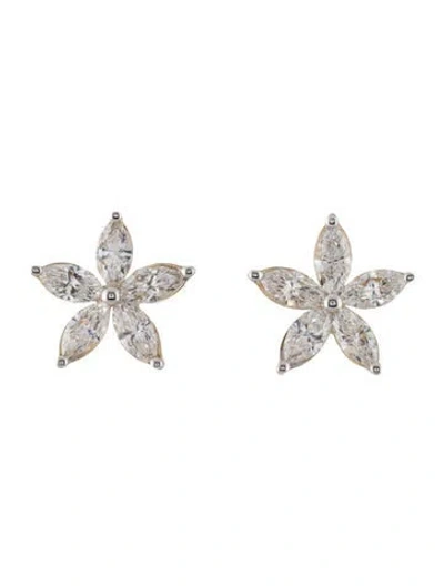 Pre-owned Earrings 14k 2.00ctw Lab-grown Diamond Flower Stud In Multi