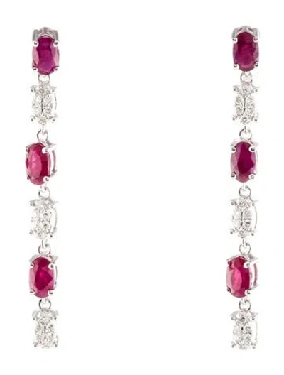 Pre-owned Earrings 14k 2.00ctw Ruby & Diamond Drop  In Multi