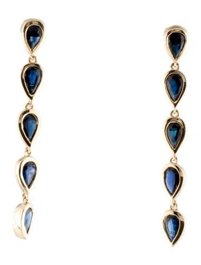 Pre-owned Earrings 14k 2.02ctw Sapphire Drop  In Multi