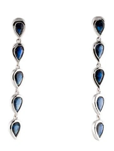 Pre-owned Earrings 14k 2.02ctw Sapphire Drop  In Multi