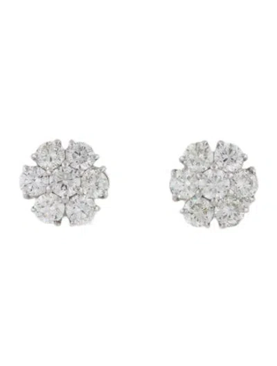 Pre-owned Earrings 14k 2.04ctw Diamond Cluster Stud  In Multi