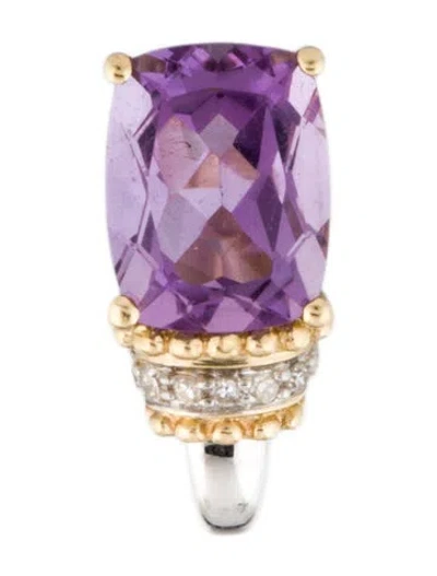 Pre-owned Earrings 14k 2.05ctw Amethyst & Diamond Single Stud Earring In Multi