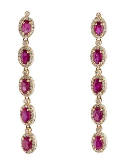 Pre-owned Earrings 14k 2.07ct Ruby & Diamond Drop  In Multi