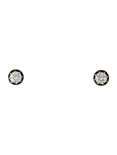 Pre-owned Earrings 14k 2.08ctw Lab-grown Diamond & Enamel Stud  In Black