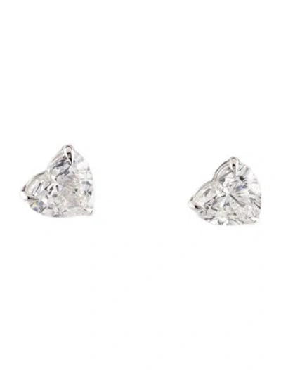 Pre-owned Earrings 14k 2.08ctw Lab-grown Diamond Heart Stud  In Multi