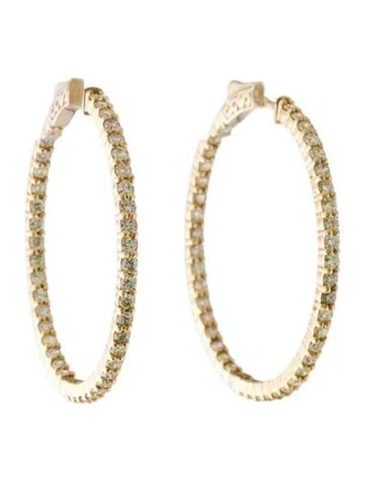 Pre-owned Earrings 14k 2.10ctw Diamond Hoop  In Multi