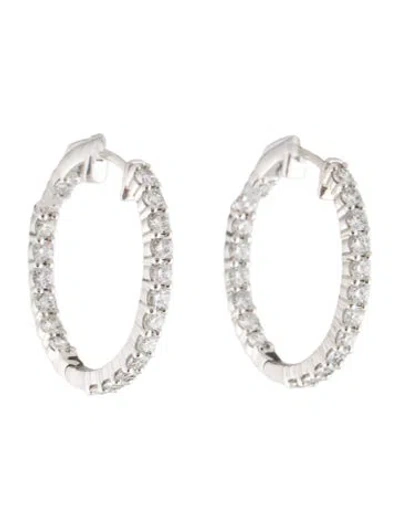 Pre-owned Earrings 14k 2.10ctw Lab-grown Diamond Inside-outside Hoop  In Multi